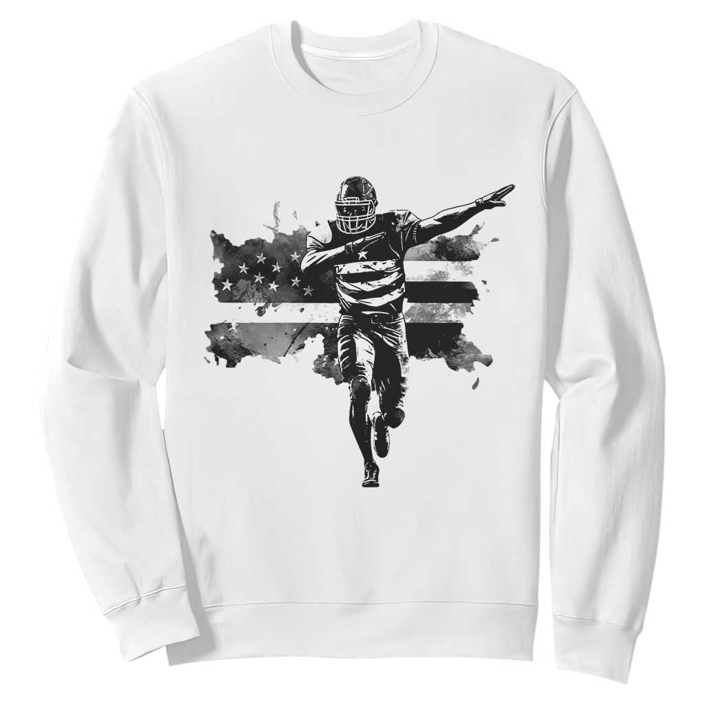 Patriotic Football Dab Sweatshirt American Flag Sports Fan Gift TS12 White Print Your Wear