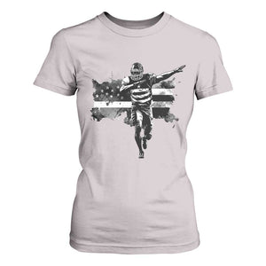 Patriotic Football Dab T Shirt For Women American Flag Sports Fan Gift TS12 Ice Gray Print Your Wear