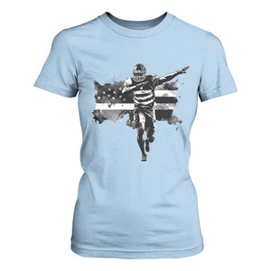 Patriotic Football Dab T Shirt For Women American Flag Sports Fan Gift TS12 Light Blue Print Your Wear