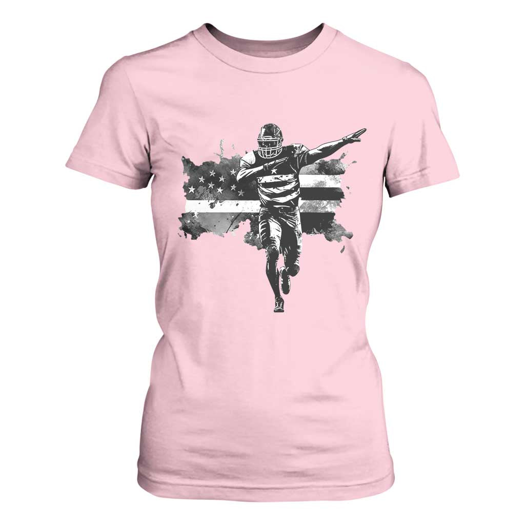 Patriotic Football Dab T Shirt For Women American Flag Sports Fan Gift TS12 Light Pink Print Your Wear