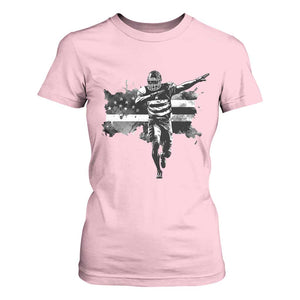 Patriotic Football Dab T Shirt For Women American Flag Sports Fan Gift TS12 Light Pink Print Your Wear