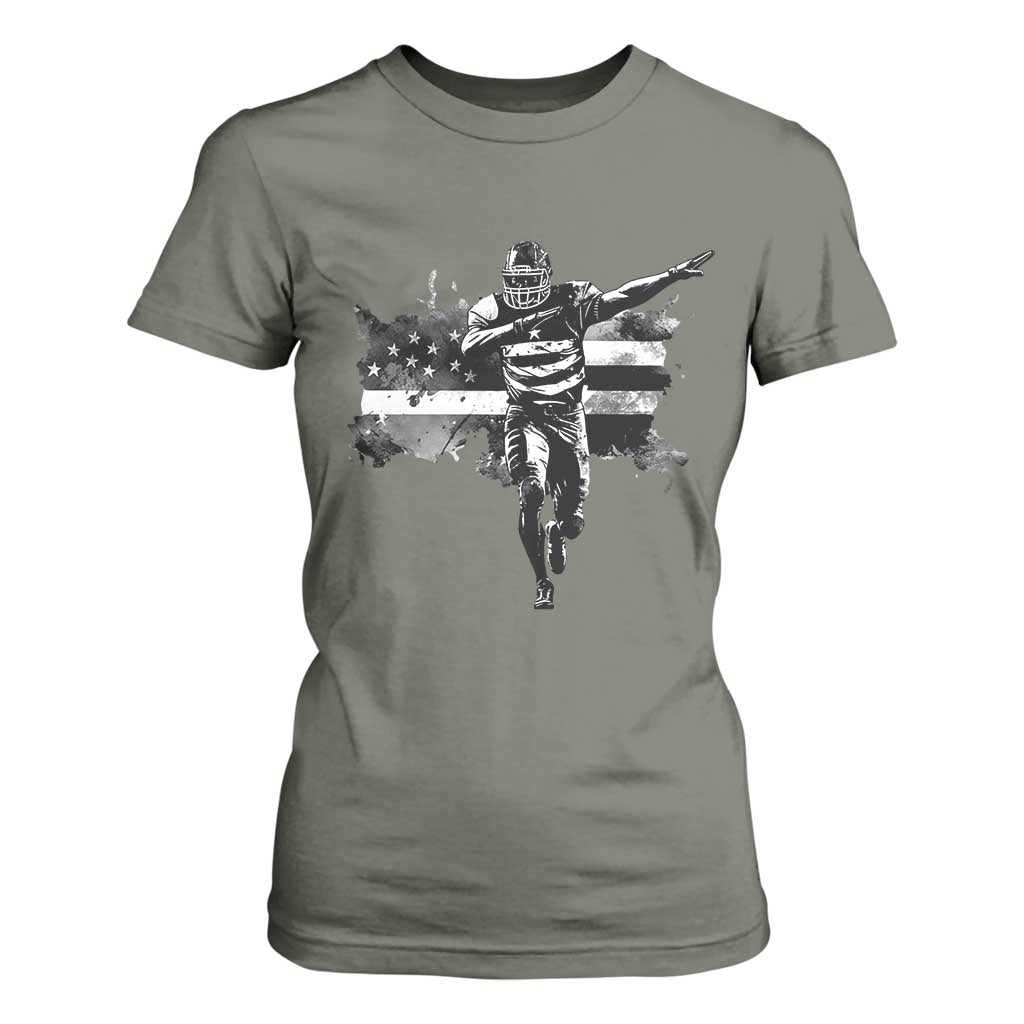 Patriotic Football Dab T Shirt For Women American Flag Sports Fan Gift TS12 Military Green Print Your Wear
