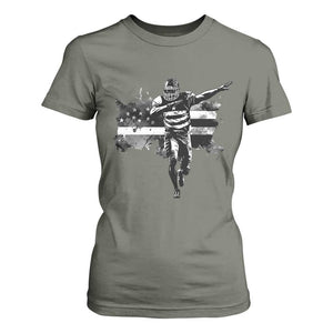 Patriotic Football Dab T Shirt For Women American Flag Sports Fan Gift TS12 Military Green Print Your Wear