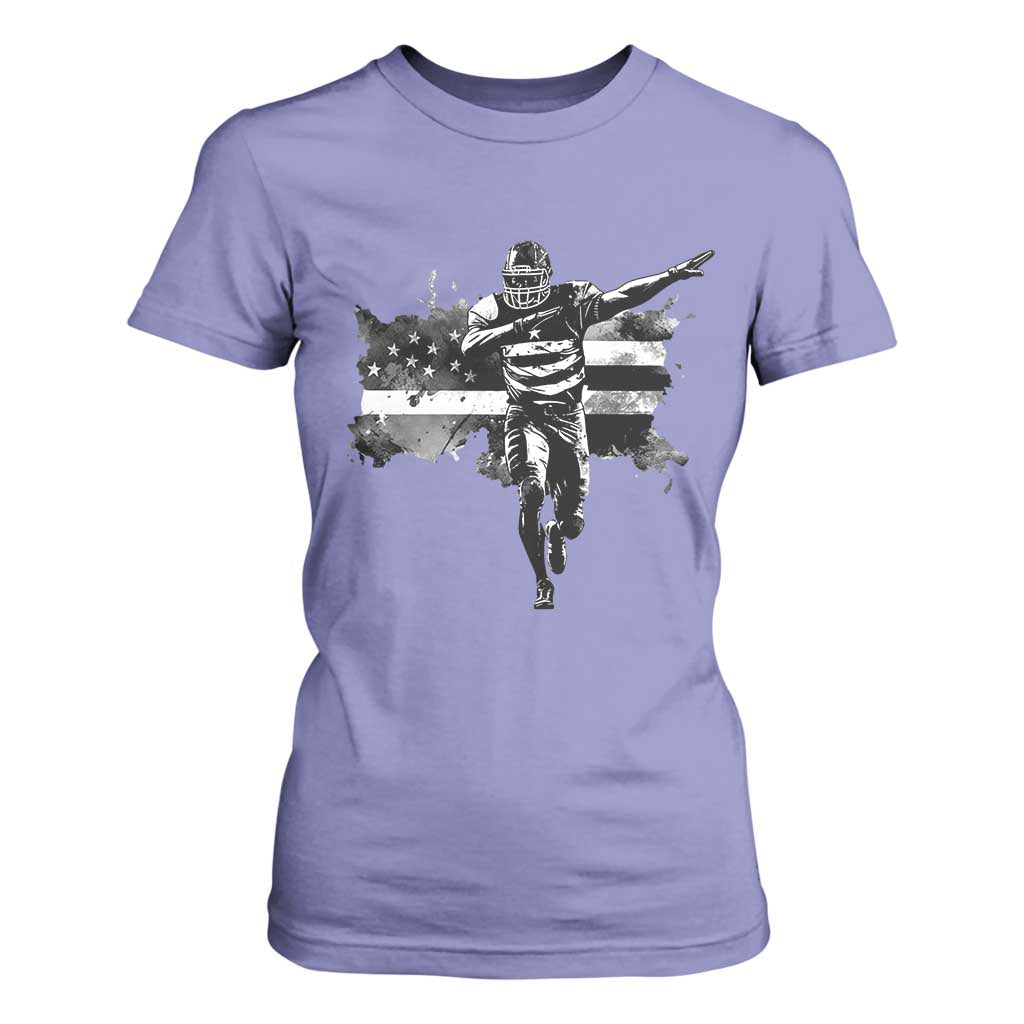 Patriotic Football Dab T Shirt For Women American Flag Sports Fan Gift TS12 Violet Print Your Wear