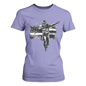 Patriotic Football Dab T Shirt For Women American Flag Sports Fan Gift TS12 Violet Print Your Wear