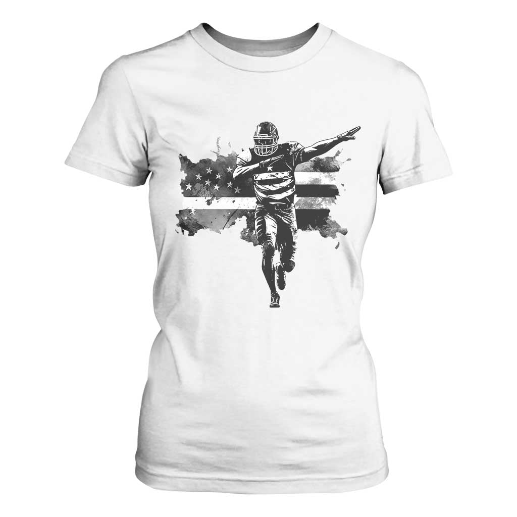 Patriotic Football Dab T Shirt For Women American Flag Sports Fan Gift TS12 White Print Your Wear