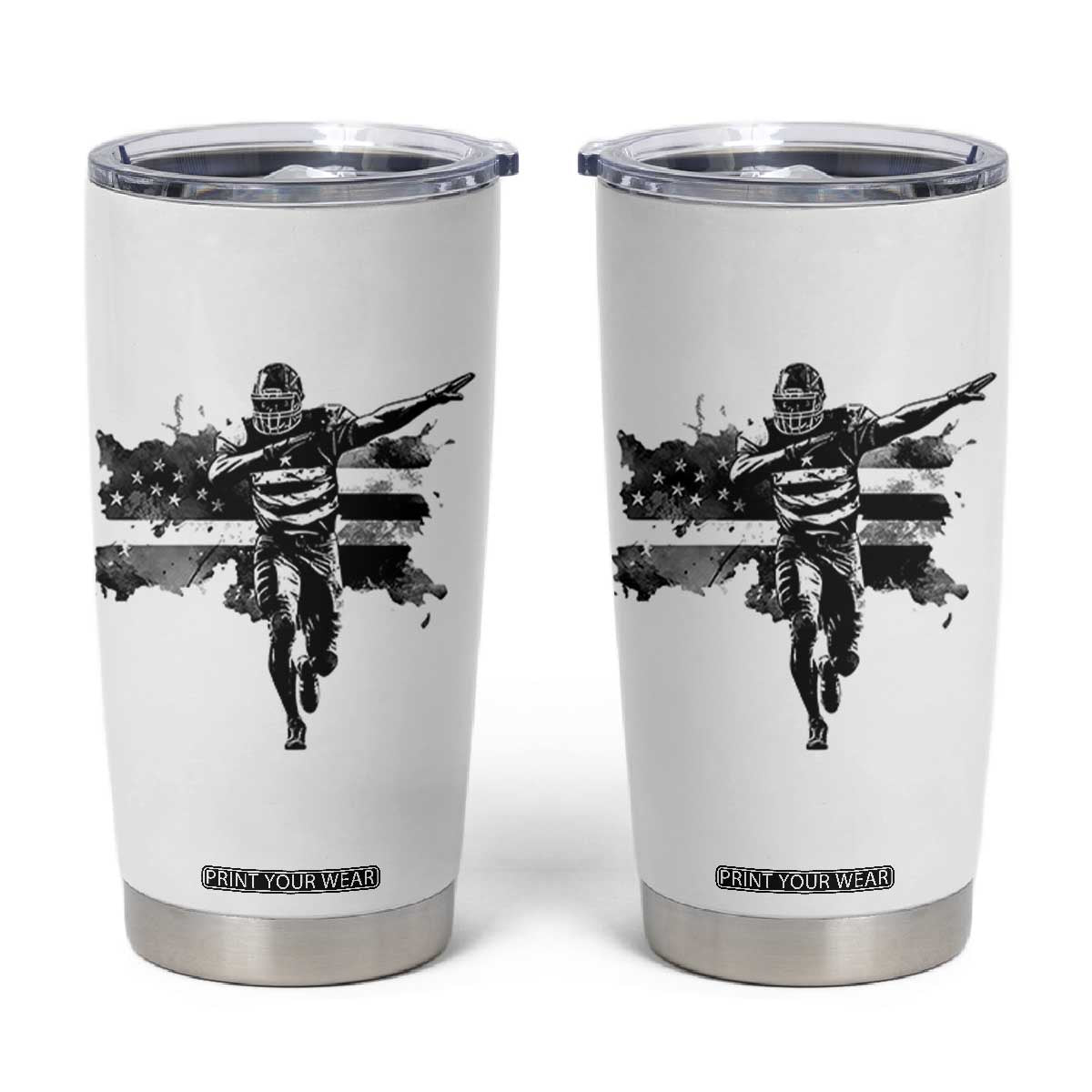 Patriotic Football Dab Tumbler Cup American Flag Sports Fan Gift - Print Your Wear