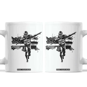 Patriotic Football Dab Coffee Mug American Flag Sports Fan Gift TS12 White Print Your Wear