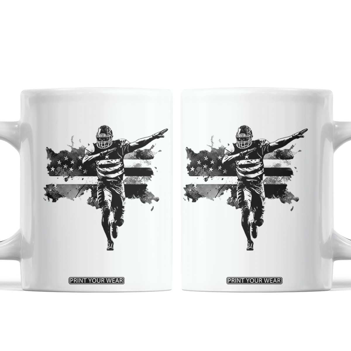 Patriotic Football Dab Coffee Mug American Flag Sports Fan Gift TS12 White Print Your Wear
