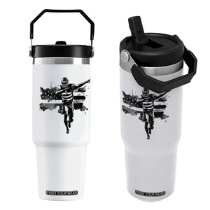 Patriotic Football Dab Flip Straw Tumbler American Flag Sports Fan Gift TS12 One Size: 30 oz White Print Your Wear