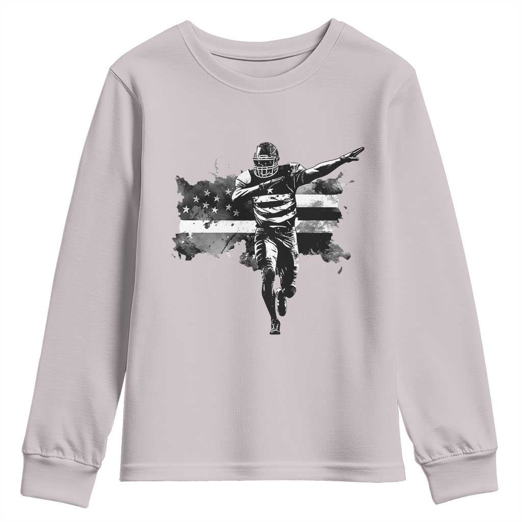 Patriotic Football Dab Youth Sweatshirt American Flag Sports Fan Gift TS12 Ice Gray Print Your Wear