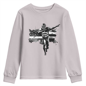 Patriotic Football Dab Youth Sweatshirt American Flag Sports Fan Gift TS12 Ice Gray Print Your Wear
