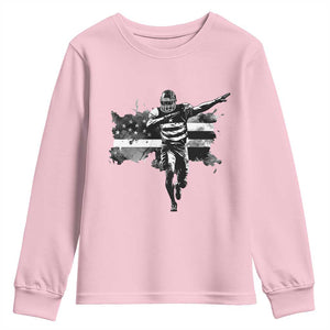 Patriotic Football Dab Youth Sweatshirt American Flag Sports Fan Gift TS12 Light Pink Print Your Wear