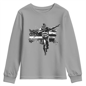 Patriotic Football Dab Youth Sweatshirt American Flag Sports Fan Gift TS12 Sport Gray Print Your Wear