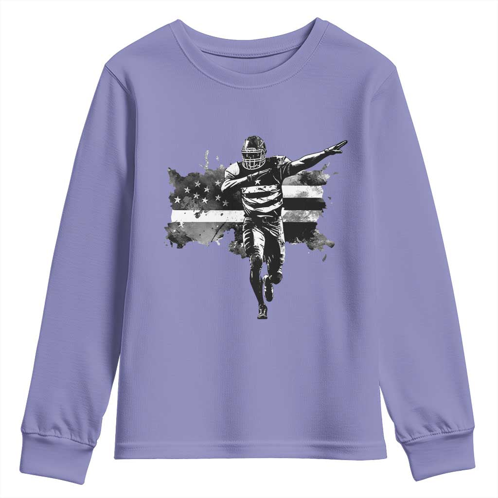 Patriotic Football Dab Youth Sweatshirt American Flag Sports Fan Gift TS12 Violet Print Your Wear