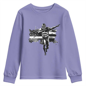 Patriotic Football Dab Youth Sweatshirt American Flag Sports Fan Gift TS12 Violet Print Your Wear