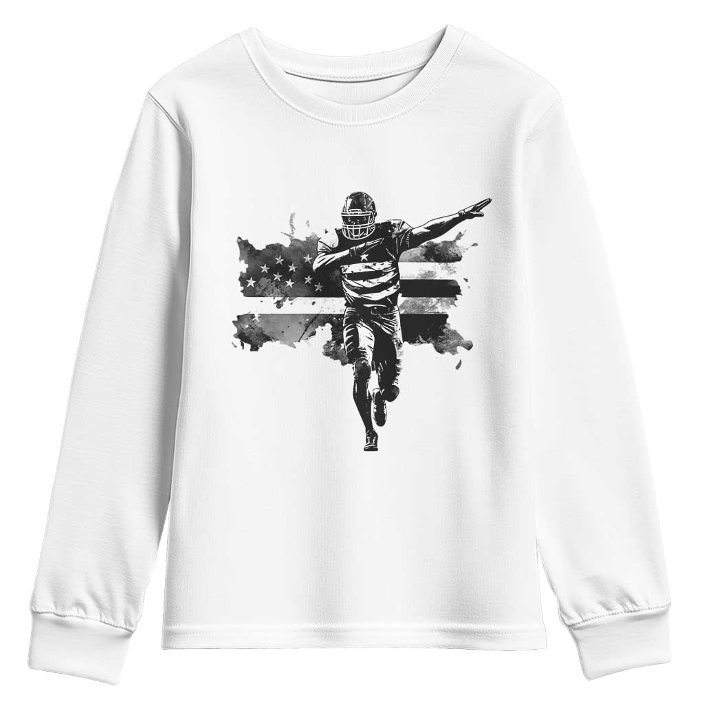 Patriotic Football Dab Youth Sweatshirt American Flag Sports Fan Gift TS12 White Print Your Wear
