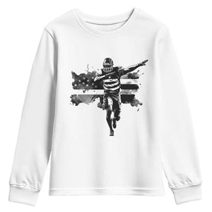 Patriotic Football Dab Youth Sweatshirt American Flag Sports Fan Gift TS12 White Print Your Wear