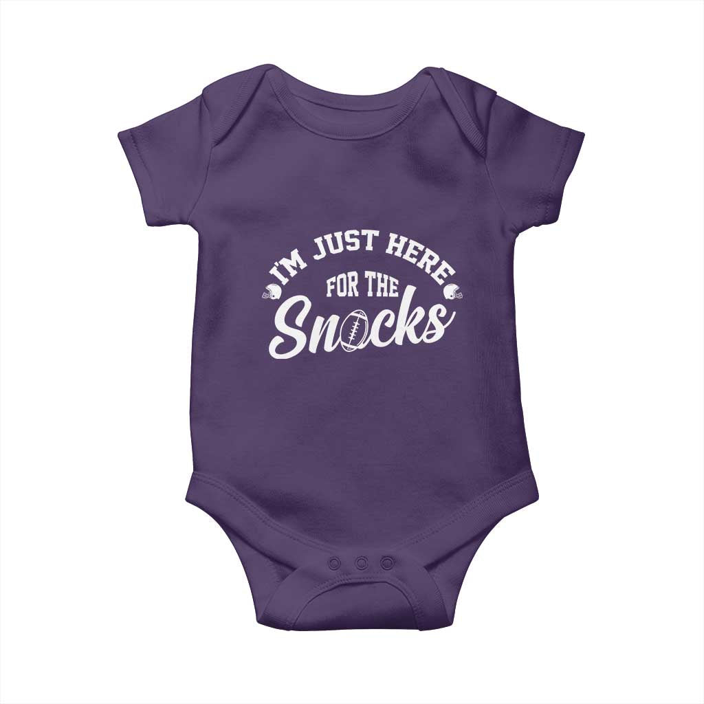 Funny Football Lover Baby Onesie Im Just Here For The Snacks TS12 Purple Print Your Wear