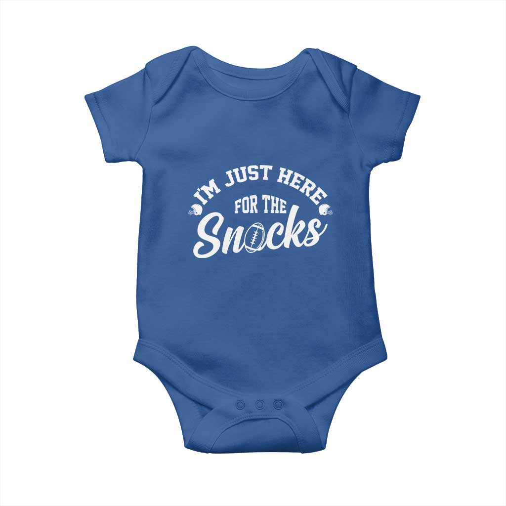 Funny Football Lover Baby Onesie Im Just Here For The Snacks TS12 Royal Blue Print Your Wear