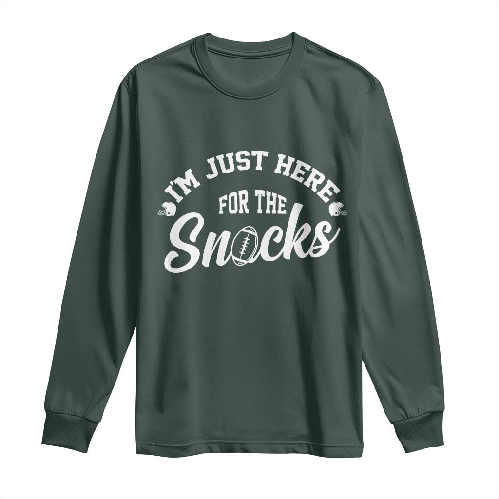 Funny Football Lover Long Sleeve Shirt Im Just Here For The Snacks TS12 Dark Forest Green Print Your Wear