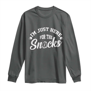 Funny Football Lover Long Sleeve Shirt Im Just Here For The Snacks TS12 Dark Heather Print Your Wear