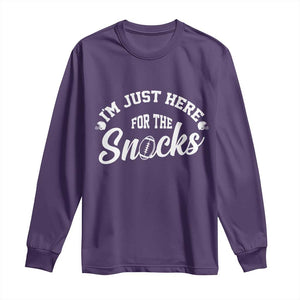 Funny Football Lover Long Sleeve Shirt Im Just Here For The Snacks TS12 Purple Print Your Wear