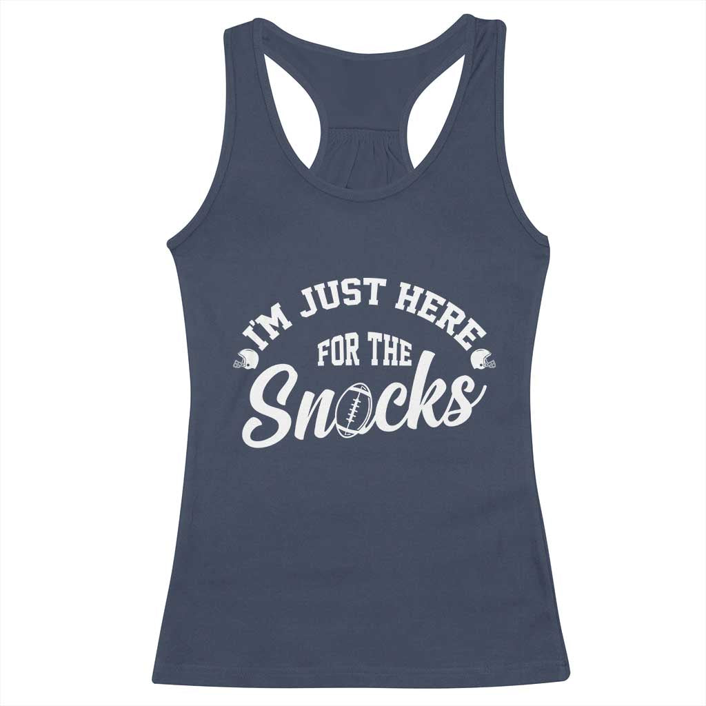 Funny Football Lover Racerback Tank Top Im Just Here For The Snacks TS12 Navy Print Your Wear