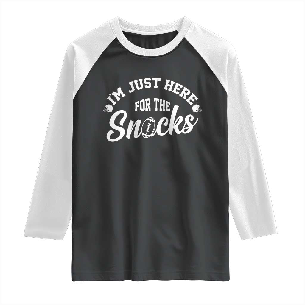 Funny Football Lover Raglan Shirt Im Just Here For The Snacks TS12 Black White Print Your Wear