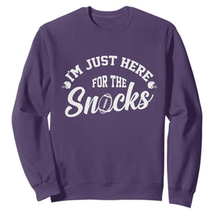 Funny Football Lover Sweatshirt Im Just Here For The Snacks - Print Your Wear