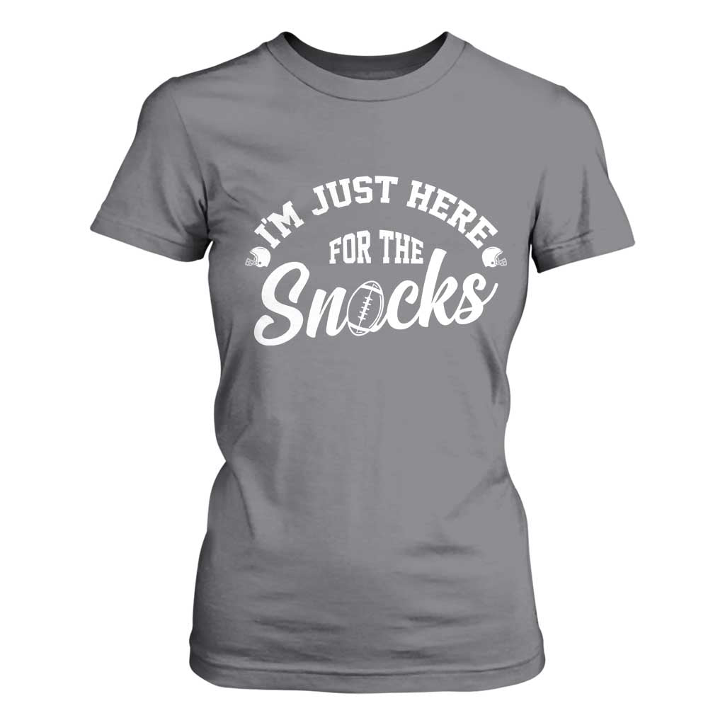 Funny Football Lover T Shirt For Women Im Just Here For The Snacks TS12 Charcoal Print Your Wear