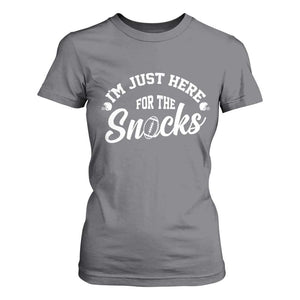 Funny Football Lover T Shirt For Women Im Just Here For The Snacks TS12 Charcoal Print Your Wear