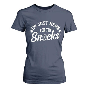 Funny Football Lover T Shirt For Women Im Just Here For The Snacks TS12 Navy Print Your Wear