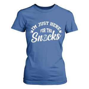 Funny Football Lover T Shirt For Women Im Just Here For The Snacks TS12 Royal Blue Print Your Wear