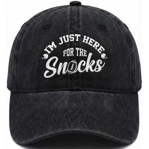 Funny Football Lover Washed Cotton Baseball Cap Im Just Here For The Snacks TS12 Print Your Wear