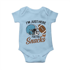 Im Just Here For The Snacks Baby Onesie Bow Football Lover TS12 Light Blue Print Your Wear