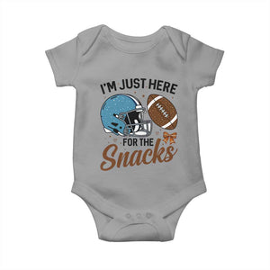 Im Just Here For The Snacks Baby Onesie Bow Football Lover TS12 Sport Gray Print Your Wear