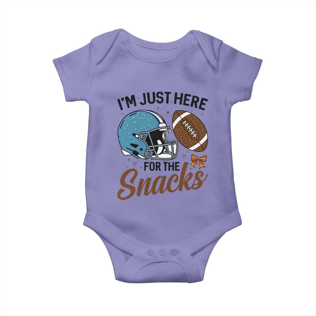 Im Just Here For The Snacks Baby Onesie Bow Football Lover TS12 Violet Print Your Wear
