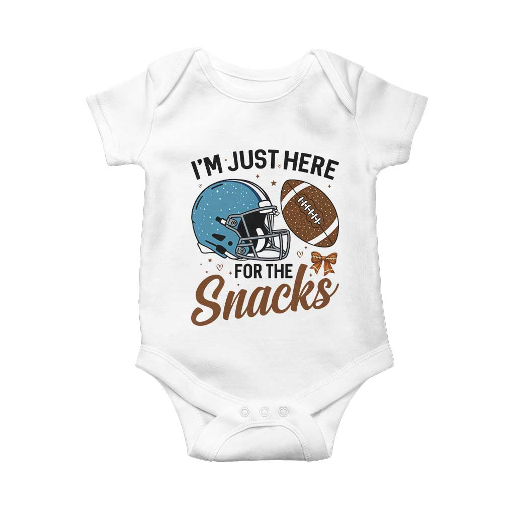 Im Just Here For The Snacks Baby Onesie Bow Football Lover TS12 White Print Your Wear