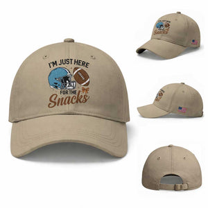 Im Just Here For The Snacks Baseball Cap Bow Football Lover TS12 Baseball Cap Universal Fit Khaki Print Your Wear