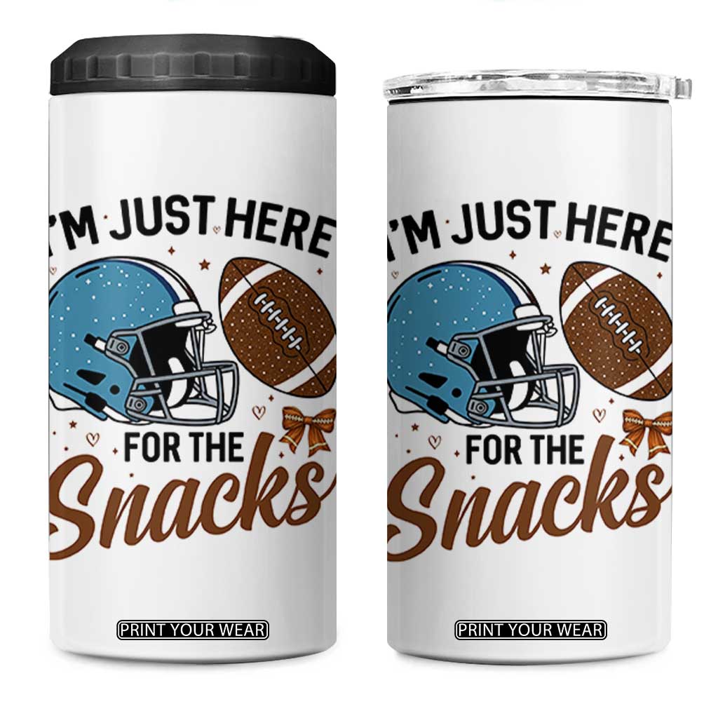 Im Just Here For The Snacks 4 in 1 Can Cooler Tumbler Bow Football Lover TS12 One Size: 16 oz White Print Your Wear