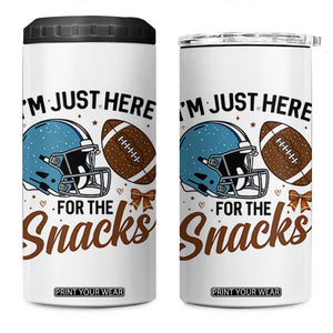 Im Just Here For The Snacks 4 in 1 Can Cooler Tumbler Bow Football Lover TS12 One Size: 16 oz White Print Your Wear