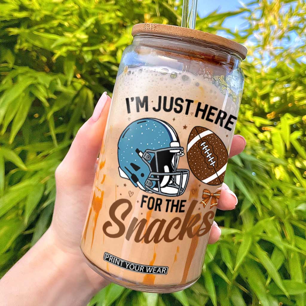Im Just Here For The Snacks Glass Can Bow Football Lover TS12 White Print Your Wear