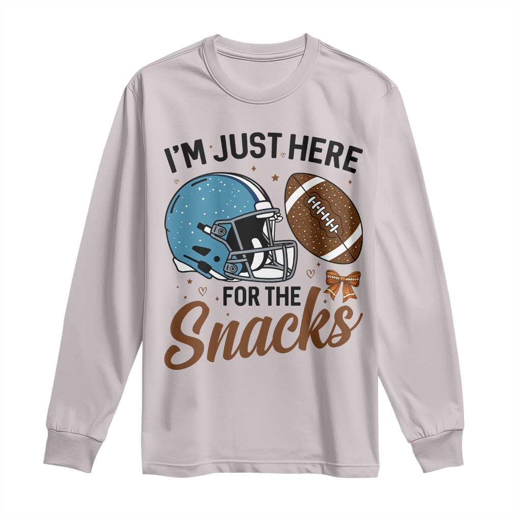 Im Just Here For The Snacks Long Sleeve Shirt Bow Football Lover TS12 Ice Gray Print Your Wear