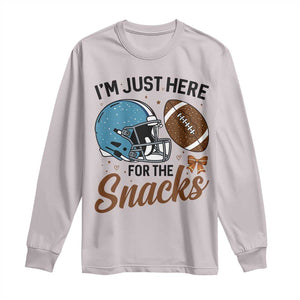 Im Just Here For The Snacks Long Sleeve Shirt Bow Football Lover TS12 Ice Gray Print Your Wear