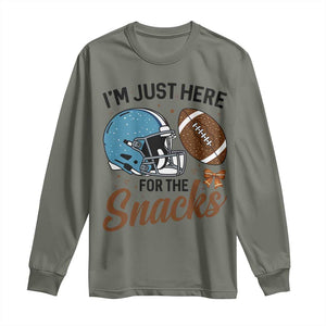 Im Just Here For The Snacks Long Sleeve Shirt Bow Football Lover TS12 Military Green Print Your Wear