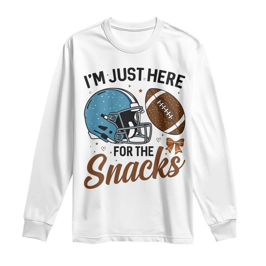 Im Just Here For The Snacks Long Sleeve Shirt Bow Football Lover - Print Your Wear