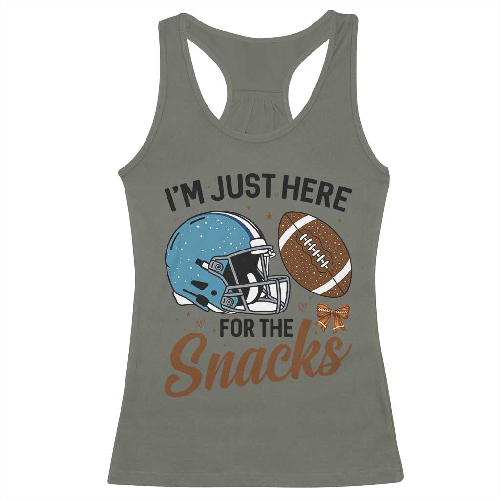 Im Just Here For The Snacks Racerback Tank Top Bow Football Lover TS12 Military Green Print Your Wear