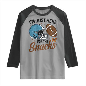 Im Just Here For The Snacks Raglan Shirt Bow Football Lover TS12 Sport Gray Black Print Your Wear