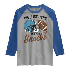 Im Just Here For The Snacks Raglan Shirt Bow Football Lover TS12 Sport Gray Royal Print Your Wear